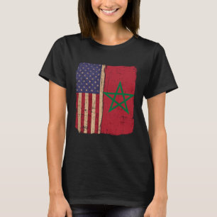 T-shirt Maroc et Amérique Drapeau USA Racines Demi Marocai