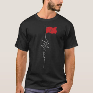 T-shirt Maroc Signature Drapeau Élégant Patriotique Maroca