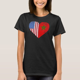 T-shirt Marocain Américain Drapeau Coeur Maroc Usa