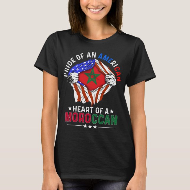 T-shirt Marocain-Américain Pays Étranger Maroc (Devant)