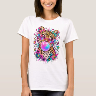 T-shirt Marque : Bubble Animal Art Mignon Lunettes de Léop