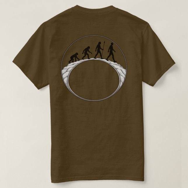 T-Shirt Marron avec Impression de l'Évolution Huma (Design dos)