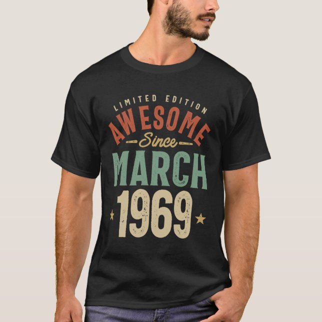 T-shirt Mars 1969 Anniversaire 54 Anniversaire (Devant)