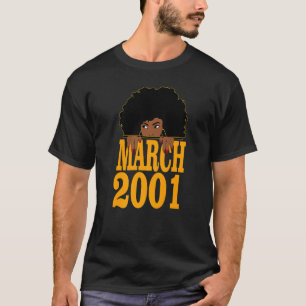 T-shirt Mars 2001 21e anniversaire Femmes noires de 21 ans
