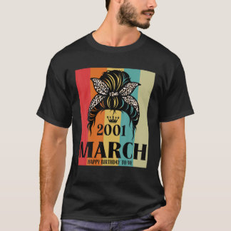 T-shirt Mars 2001 Anniversaire fille Messy Bun Joyeux anni
