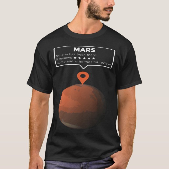 T-shirt Mars Review Maps No One has been here Exploration (Devant)