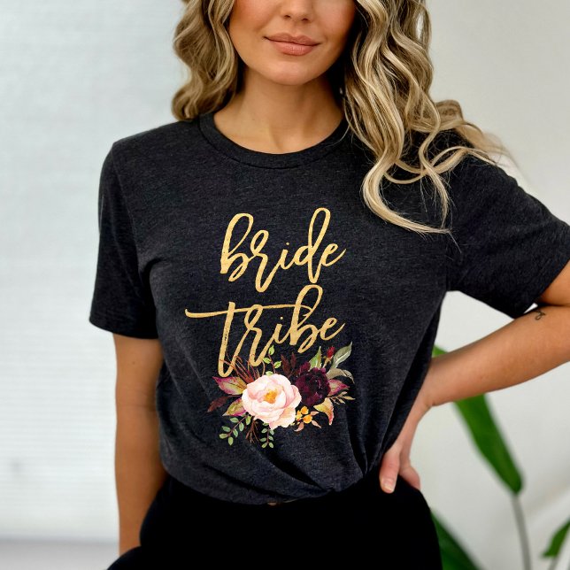 T-shirt Marsala bourgogne tribu des mariées florales (Créateur téléchargé)