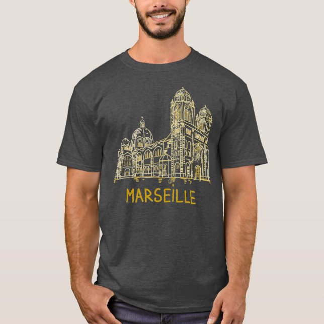T-shirt Marseille France Unique Main Dessinée Artiste Cade (Devant)