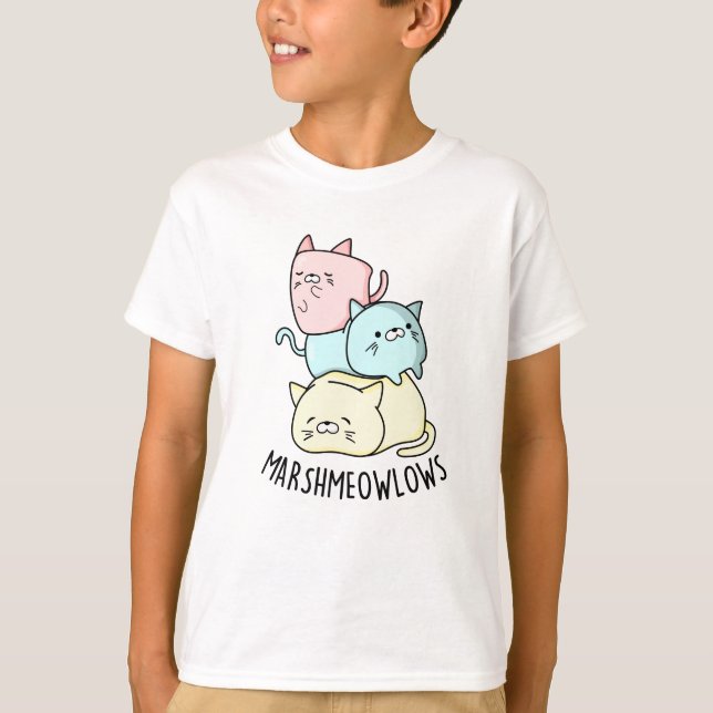 T-shirt Marsh-meow-low Funny Chat Marshmallow Pun (Devant)