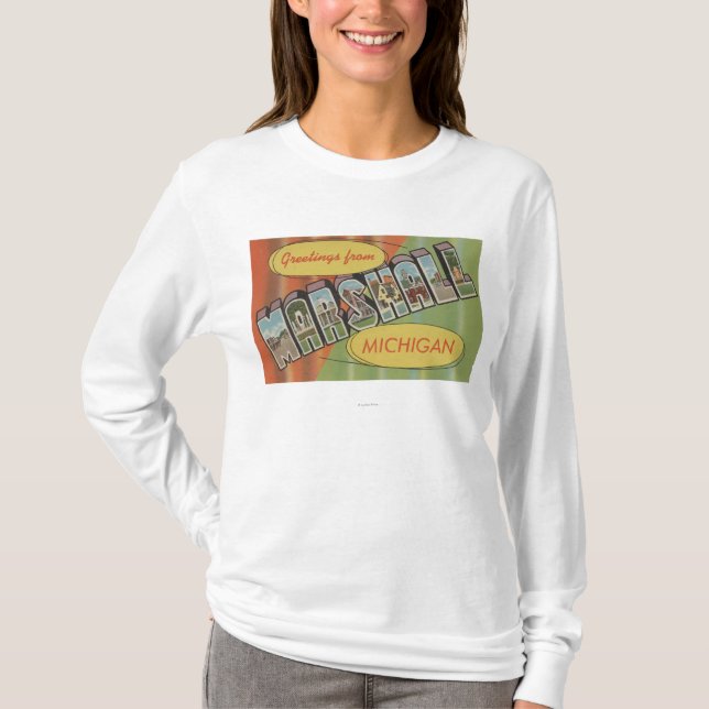 T-shirt Marshall, Michigan - grandes scènes de lettre (Devant)