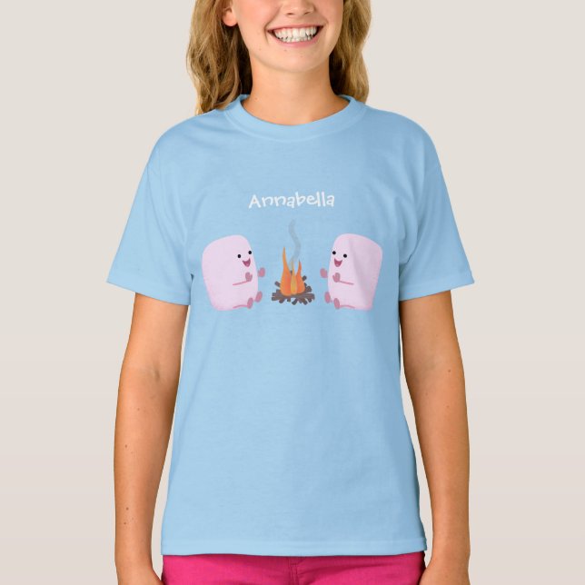 T-shirt Marshmallows mignons roses par dessin animé sur le (Devant)