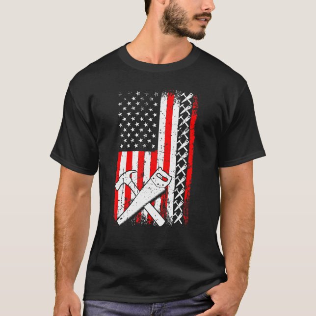 T-shirt Marteau de menuisier à drapeau américain (Devant)