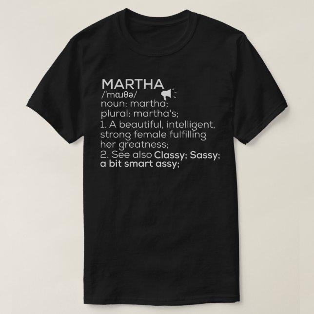 T-shirt Martha Nom Définition Martha Femme Nom 1 (Design devant)