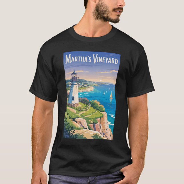 T-shirt Martha’s Vineyard Massachusetts Lighthouse Travel (Devant)