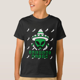 T-shirt Martian Alien Illégal Zone Mexicaine-51 Drôle Hall