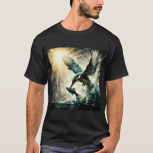 T-shirt Martin-pêcheur plongeant pour pêcher, art généré p