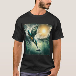 T-shirt Martin-pêcheur plongeant pour pêcher, art généré p