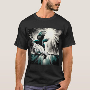 T-shirt Martin-pêcheur plongeant pour pêcher, art généré p