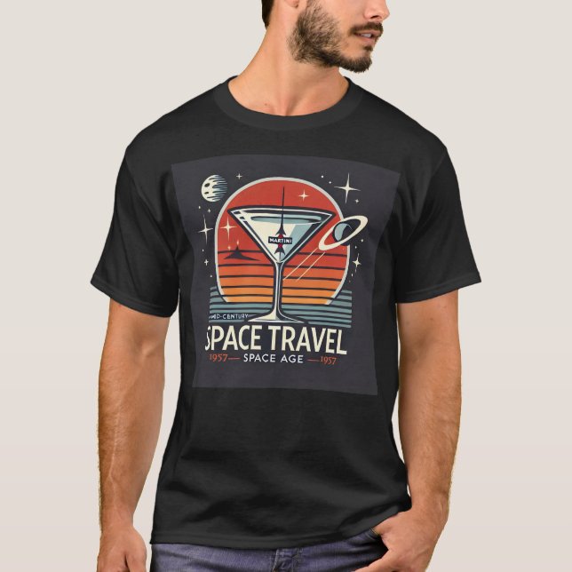 T-shirt Martini Space Travel 1957 Space Age Logo (Devant)