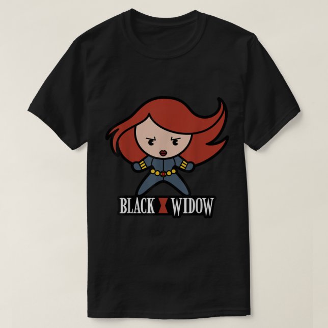 T-shirt Marvel Black Widow Cute Kawaii Logo Stance Graphiq (Design devant)