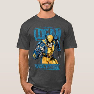 T-shirt Marvel Wolverine Classique Logan Rétro Logo Bande