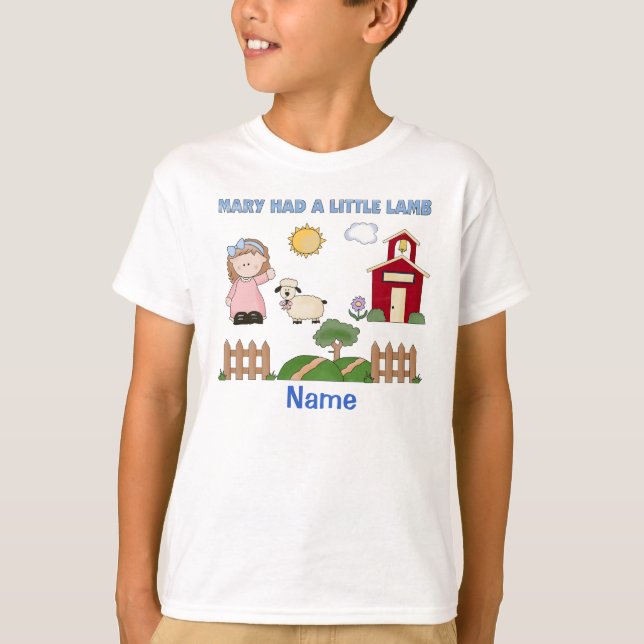 T-shirt Mary personnalisée a eu un petit agneau, comptine (Devant)