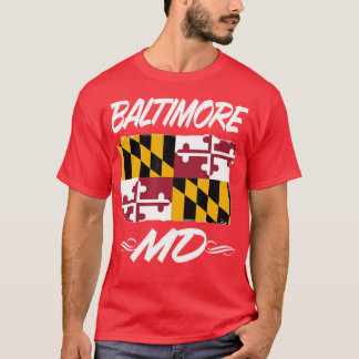 T-shirt Maryland Fierté Amour Baltimore Avec Drapeau Maryl
