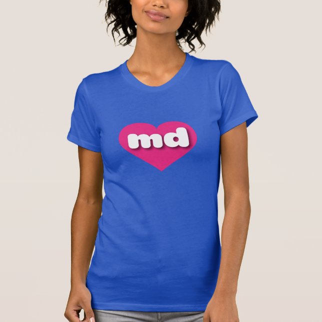 T-shirt Maryland rose chaud - J'aime md (Devant)