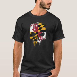 T-shirt Maryland State Flag Crâne MD State Pride Grunge Sk