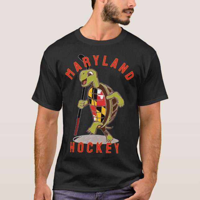 T-shirt Maryland State Flag Turtle Hockey Baltimore Sports (Devant)