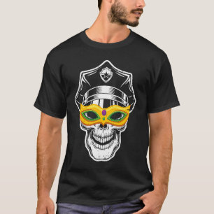 T-shirt Mascarade du crâne de police Mascarade Mardi Gras 