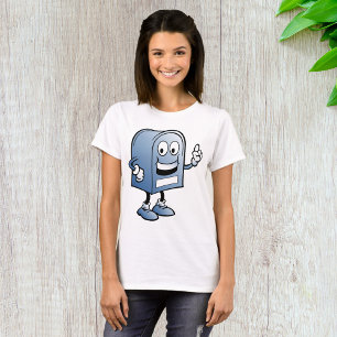 T-shirt Mascotte de boîte aux lettres joyeux bleu caractèr