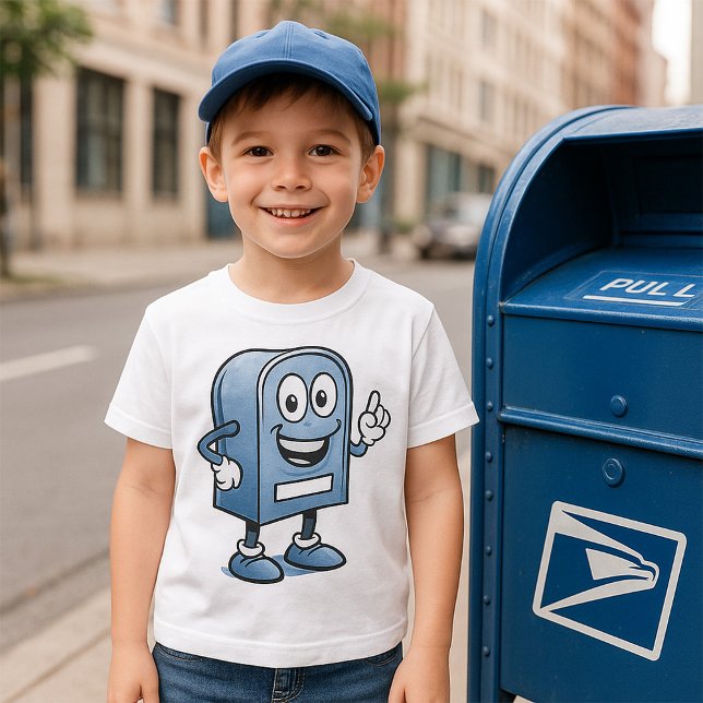 T-shirt Mascotte de boîte aux lettres joyeux bleu caractèr (Créateur téléchargé)