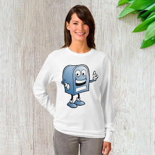 T-shirt Mascotte de boîte aux lettres joyeux bleu caractèr