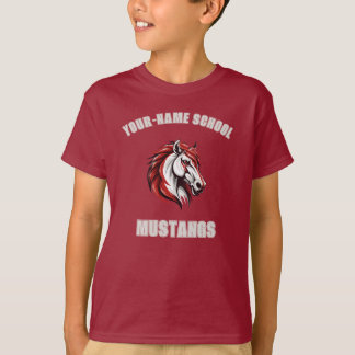 T-shirt Mascotte de cheval Mustang Stallion CUSTOM | Rouge