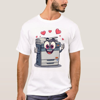 T-shirt Mascotte de dessin adorable en photocopieur