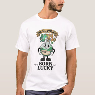 T-shirt Mascotte de dessin animé rétro Botto Née Chanceuse