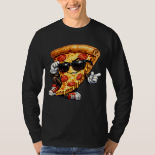 T-shirt Mascotte de tranche de pizza cool avec lunettes de
