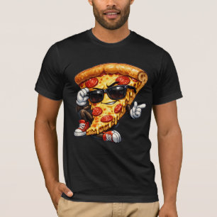 T-shirt Mascotte de tranche de pizza cool avec lunettes de