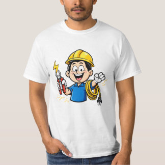 T-shirt Mascotte Électricien Énergétique Foudre Dessin Ani