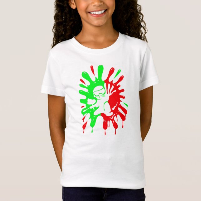 T-Shirt Mascotte et plateau de Paintball Vert et Rouge (Devant)
