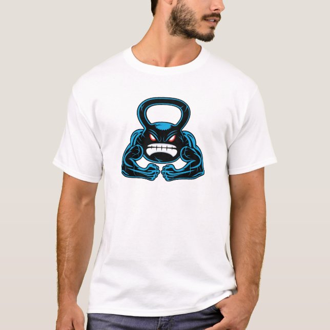 T-shirt mascotte fâchée musculaire de kettlebell (Devant)