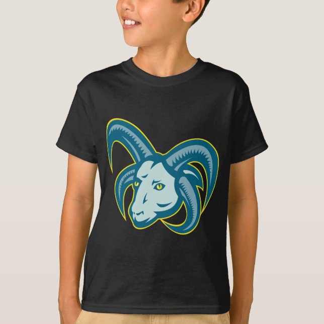 T-shirt Mascotte mannoise de tête de RAM de moutons de (Devant)