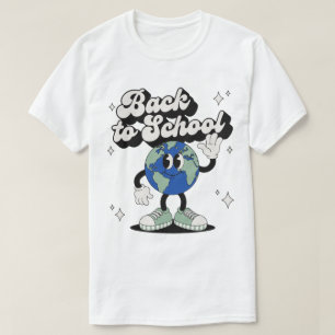 T-shirt Mascotte Rétro Groovy Globe qui fait signe pour la