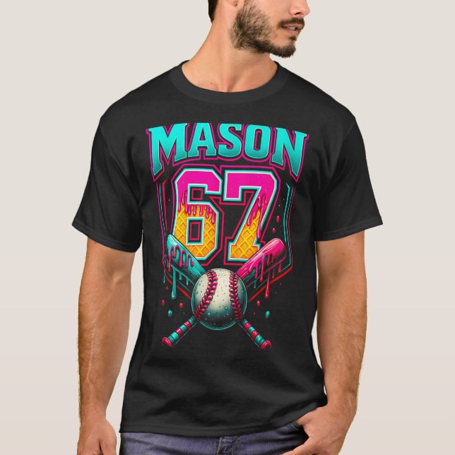 T-shirt Mason 67 Funny Ice Cream Drip Baseball Ice Cream D (Devant)