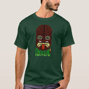 T-shirt Masque à 8 bits indigène d'insulaire de Tiki d'a