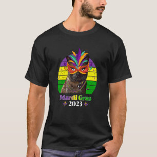 T-shirt Masque de chat de fête Perles Mardi Gras 2023  1