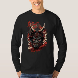 T-shirt Masque de démon japonais traditionnel, diable Oni