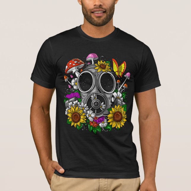 T-shirt Masque de gaz de fleurs (Devant)