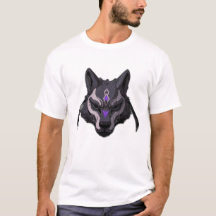 T-shirt Masque de loup d'Anime noir et violet